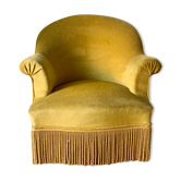 Fauteuil crapaud velours jaune