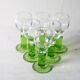 Set of 6 Vintage Limoncino Liqueur Glasses Green Stem Shot Glasses Bormioli