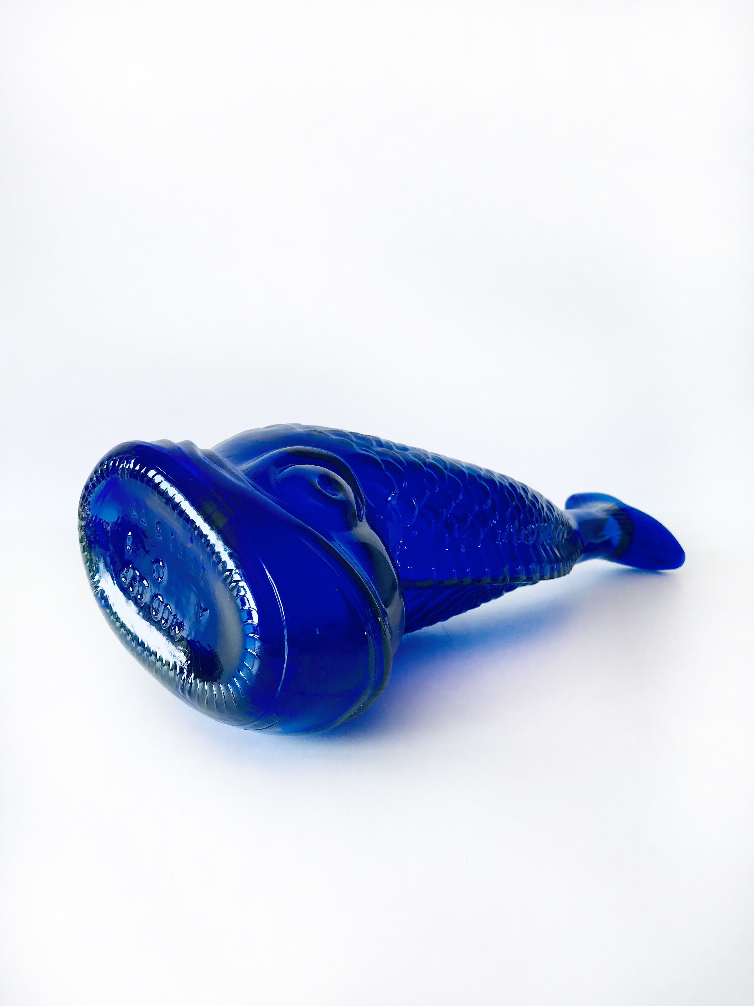 Blue glass fish vase