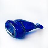 Blue glass fish vase