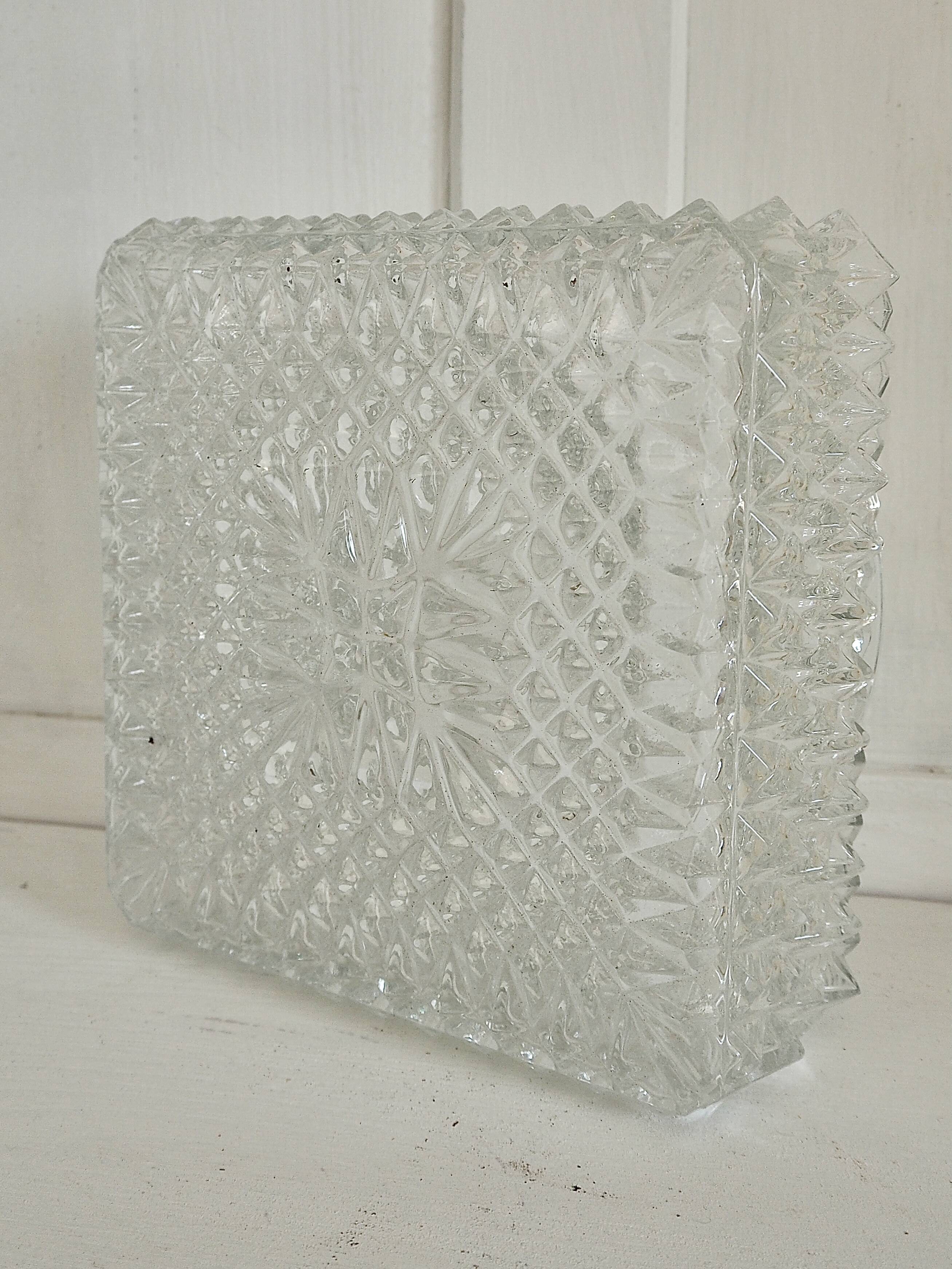 Square ceiling light in molded glass