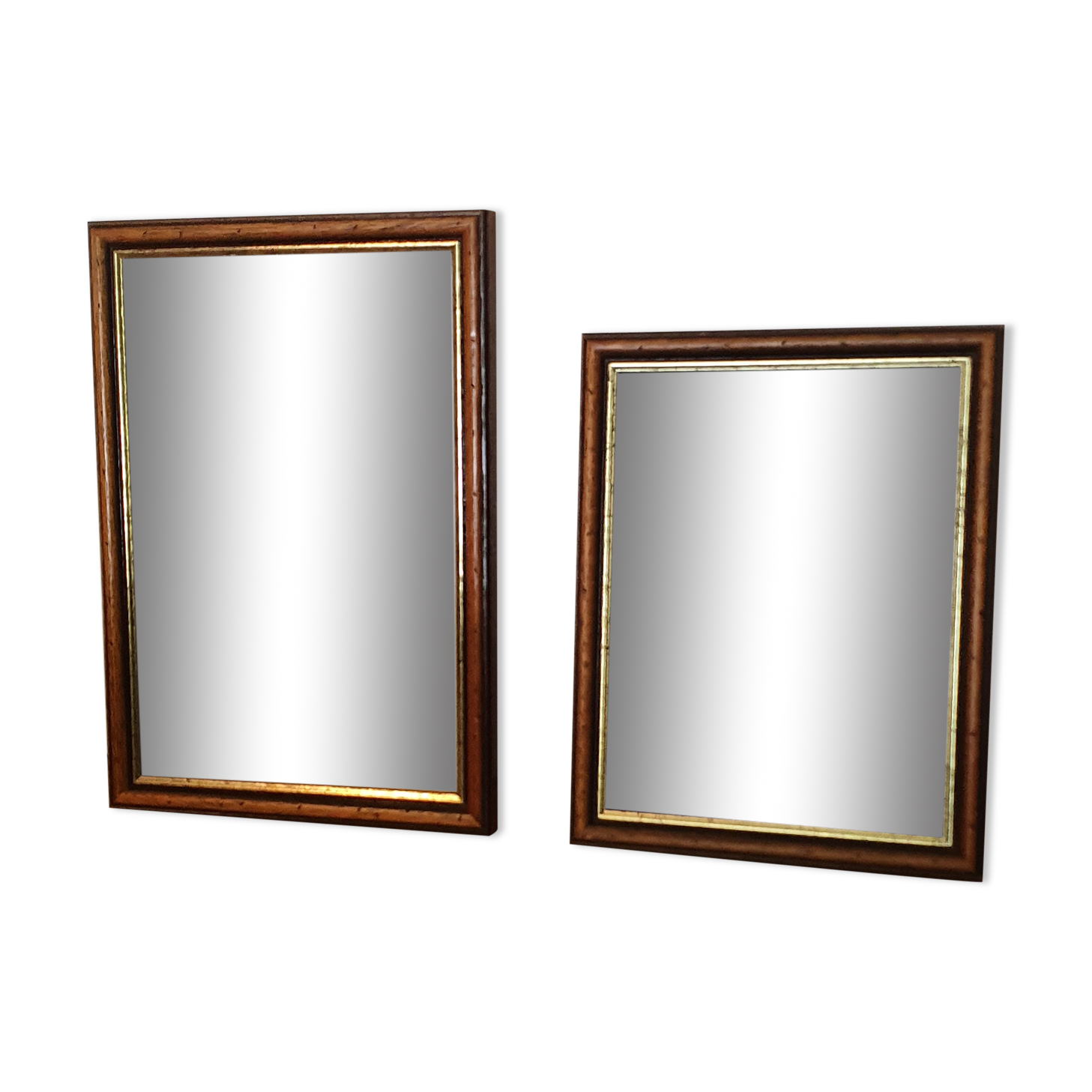 Set of 2 wooden frames with gilded edging