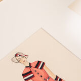 Art Déco Fashion Illustration V, Gouache on Paper, 123 x 58 cm