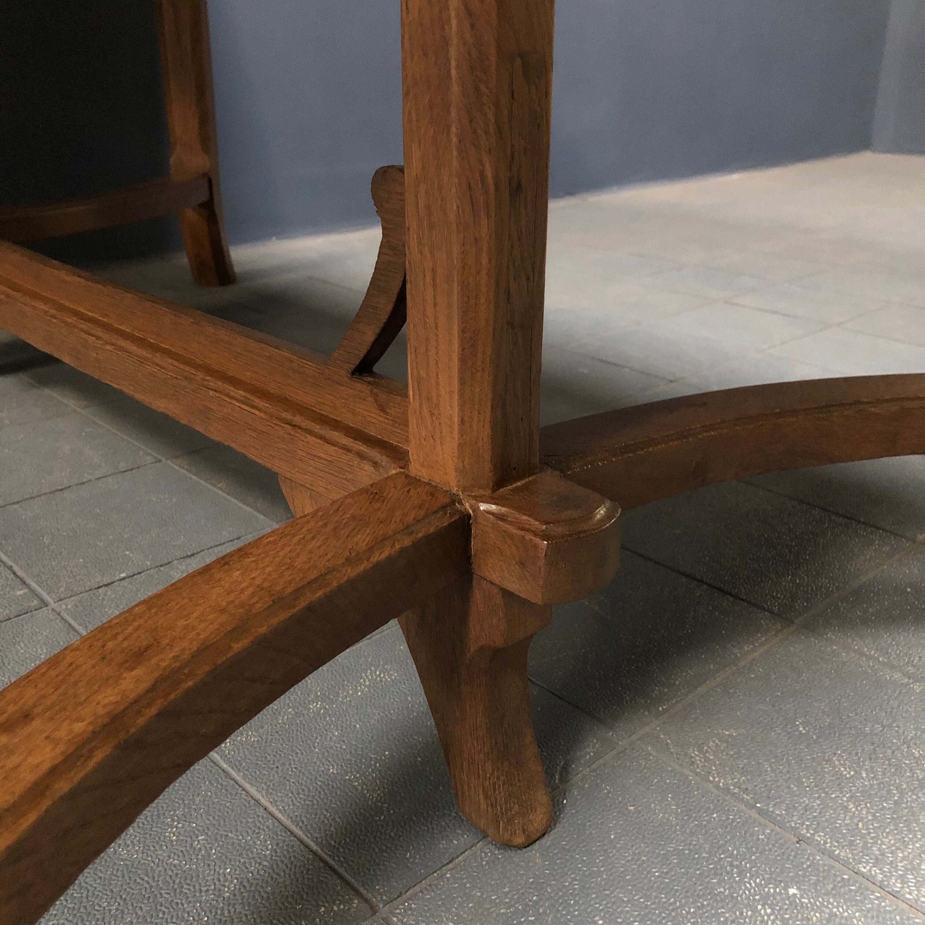 Dutch oak kitchen table in art deco style from the 1930s