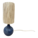 Vintage ball lamp base in blue ceramic stoneware with raffia rope lampshade