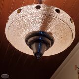 1930s Art Deco chandelier in glass and chromed metal