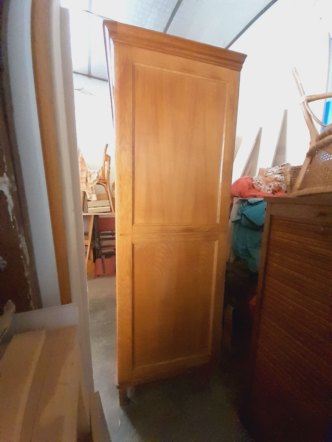 Vintage oak sliding wardrobe/closet