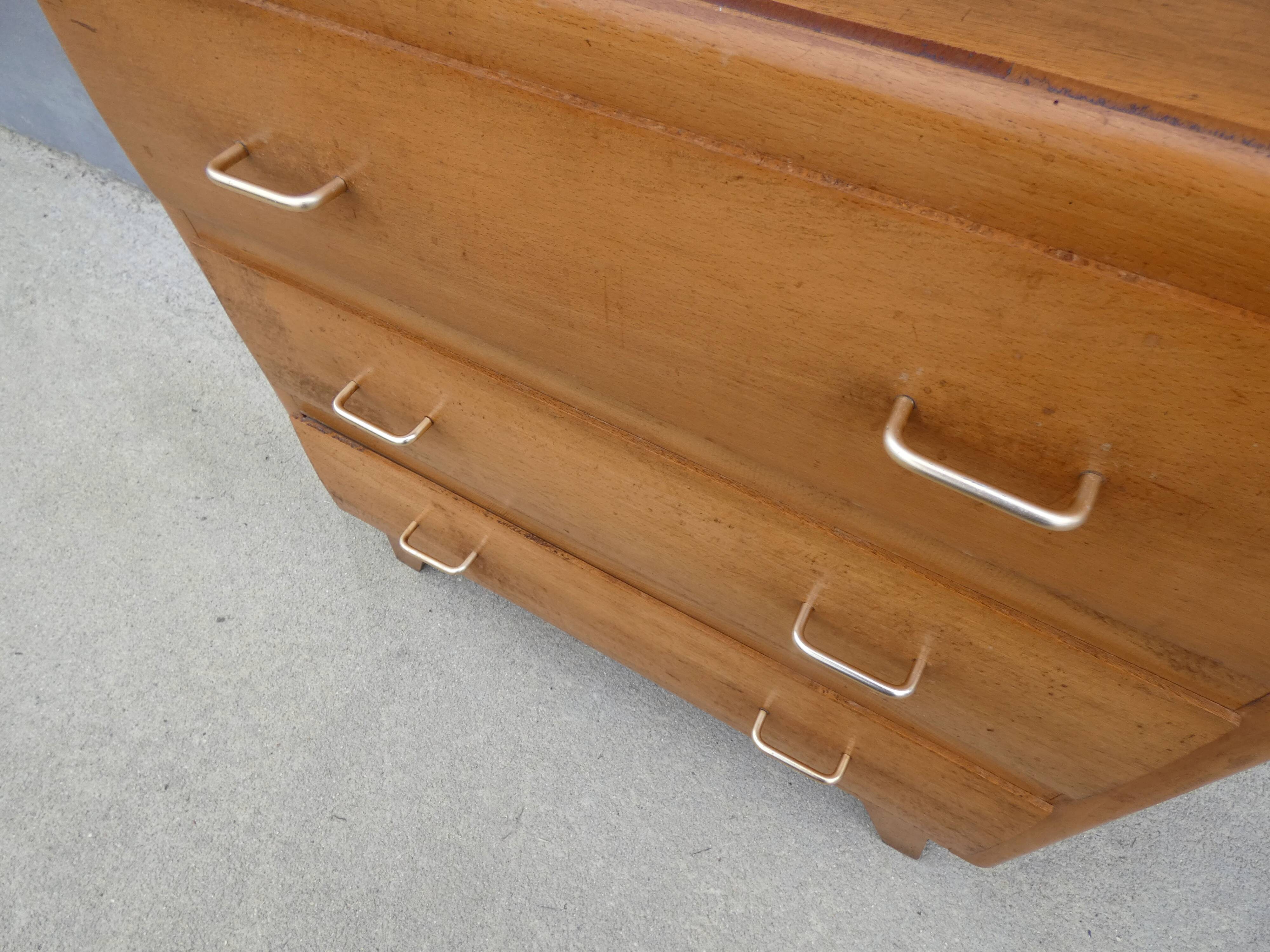 commode vintage en bois pieds compas