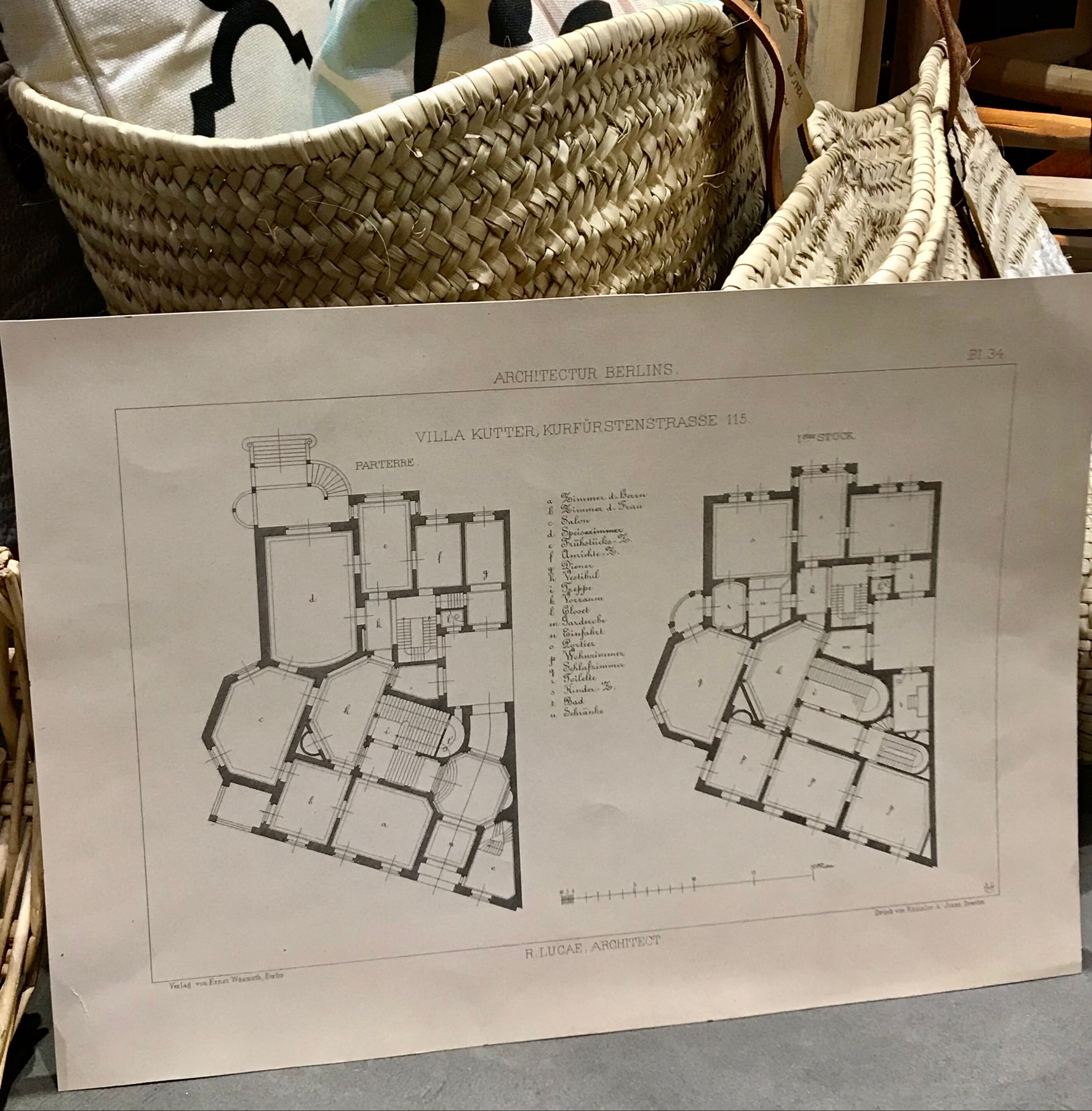 Illustration architecture plan villa Berlin 19th