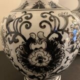 Pair of black and white ceramic vases