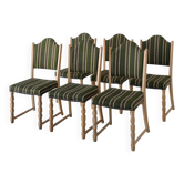 Henning Kjaernulf carved oak dining chairs | set of 6 | Denmark | 1950s