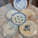 6 mismatched antique soup plates