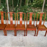Set of 5 Chinese Ming chairs in solid rosewood – Engraved Shou pattern 70