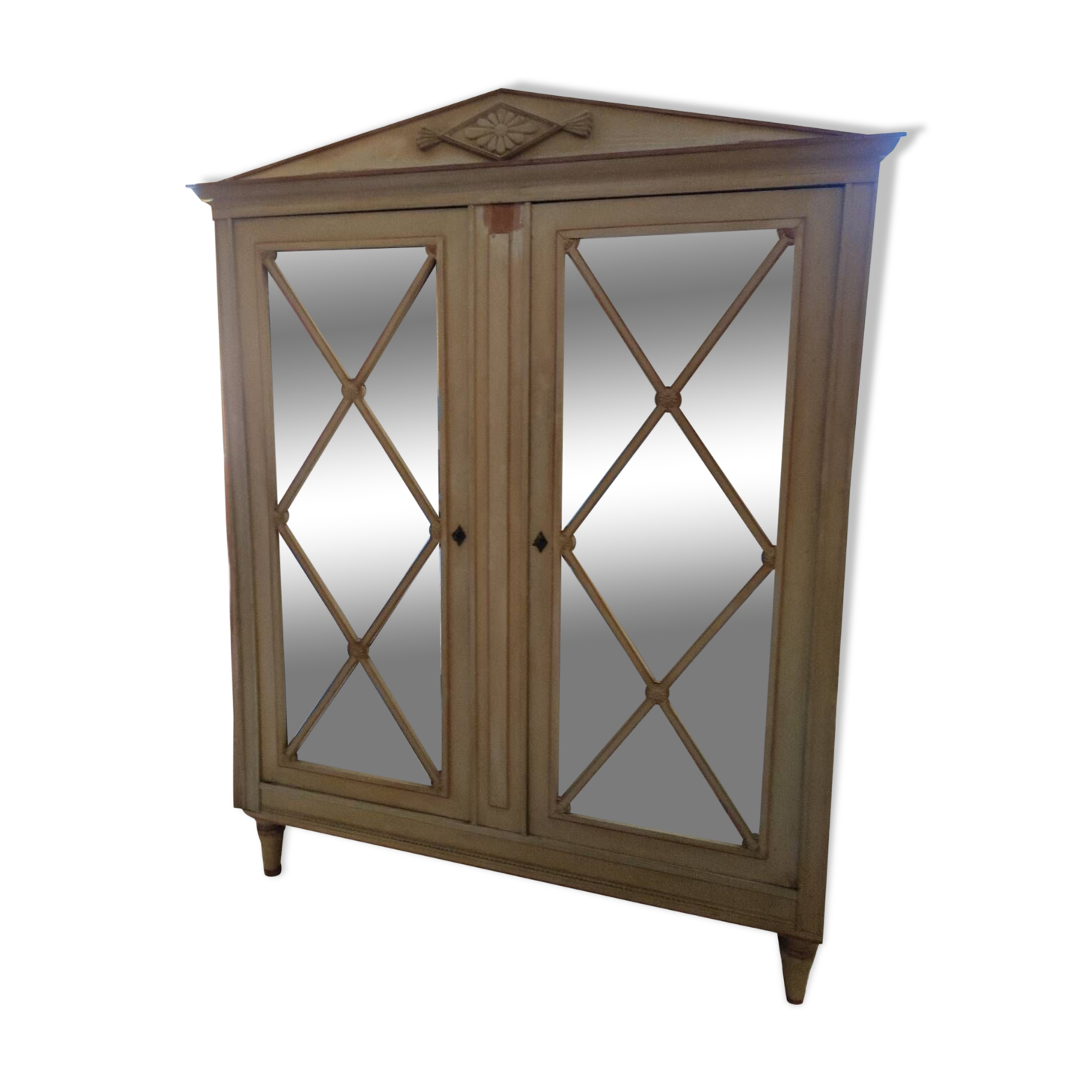 2-door patinated mirrored wardrobe