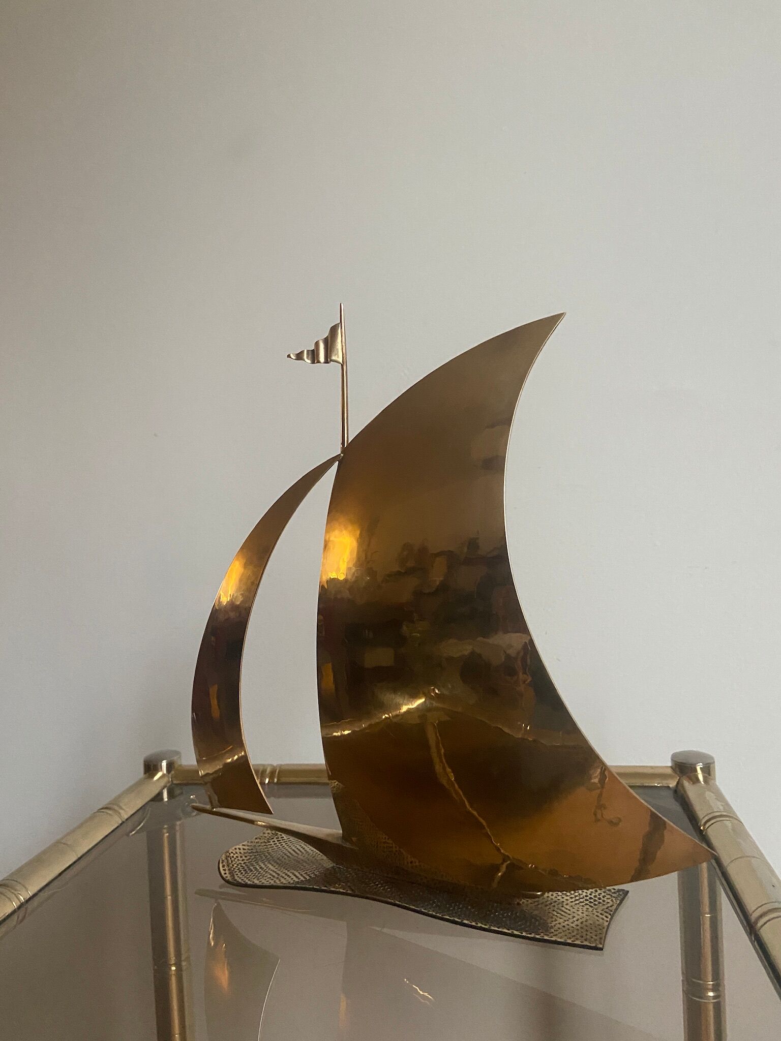 Vintage brass sailboat made in austria