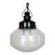 Industrial bakelite pendant light with frosted glass, 1970s