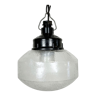 Industrial bakelite pendant light with frosted glass, 1970s