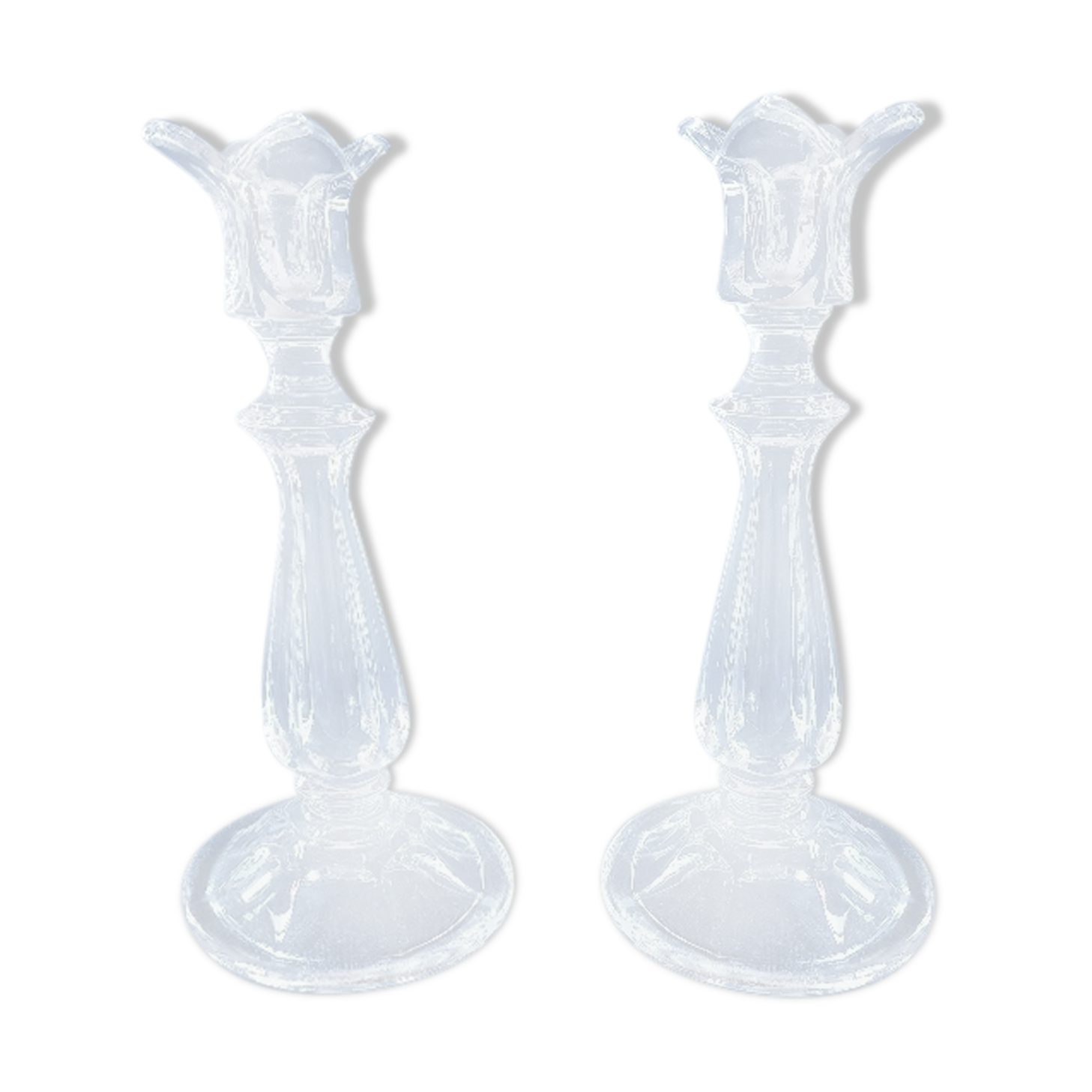 Pair of cut glass candlesticks