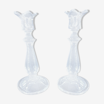 Pair of cut glass candlesticks