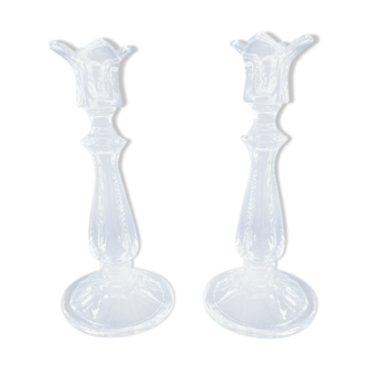 Pair of cut glass candlesticks