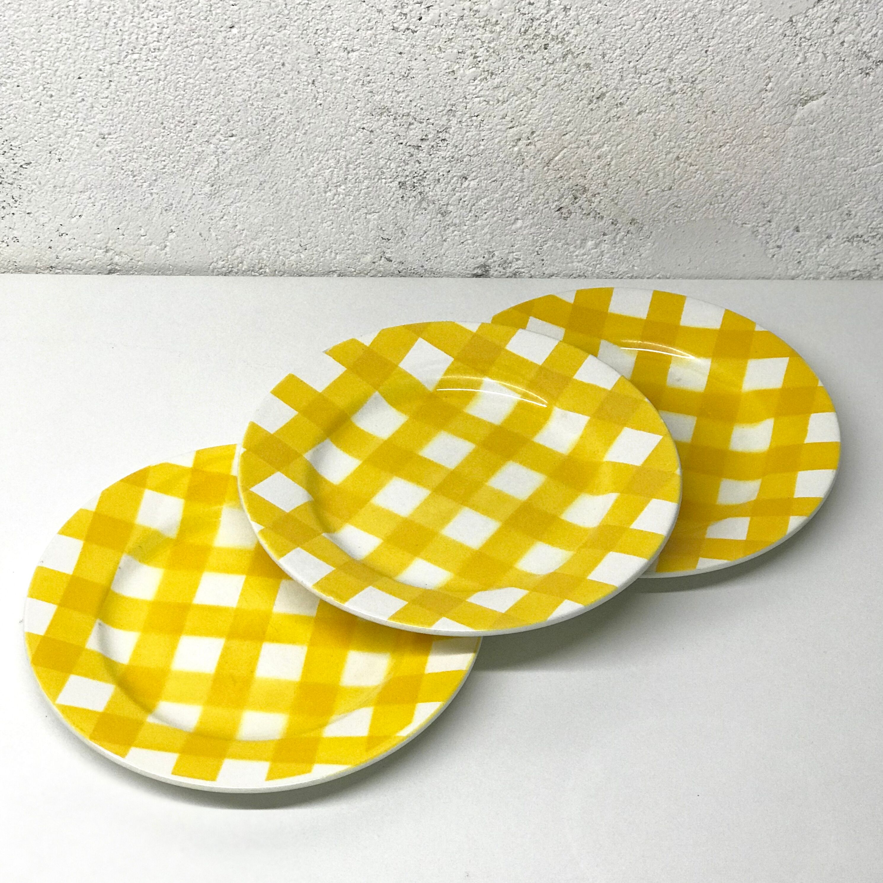 Lot of 3 plates yellow plaid Sarreguemines