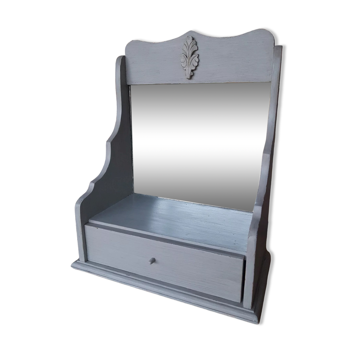 Patinated wooden mirror dressing table