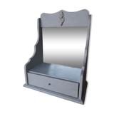 Patinated wooden mirror dressing table