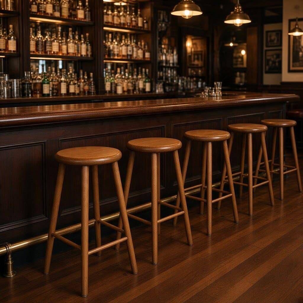 Ensemble de 4 tabourets vintage en bois / tabourets de bar