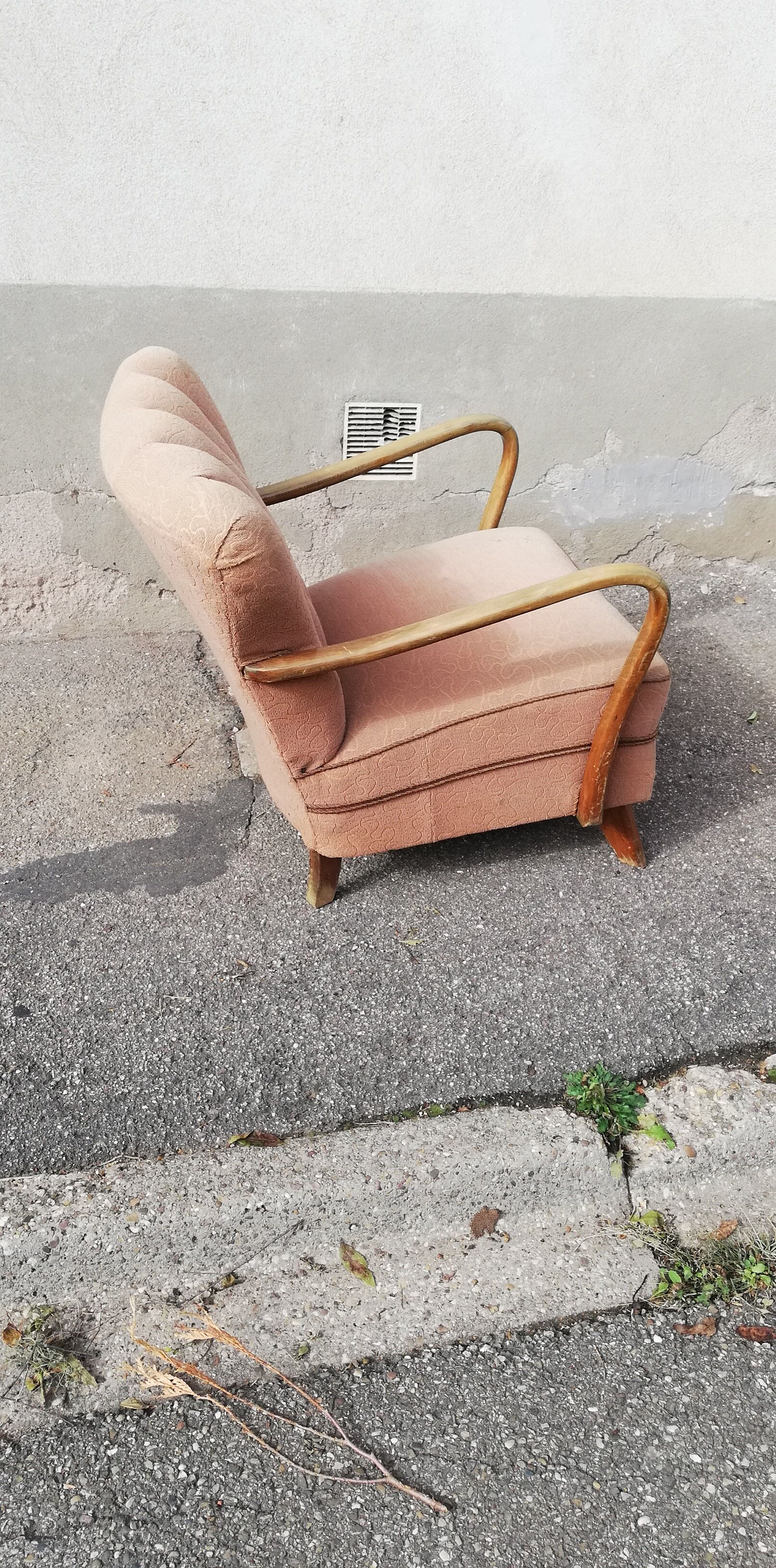 Fauteuil vintage tissu beige