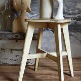 Old workshop stool in patinated solid wood