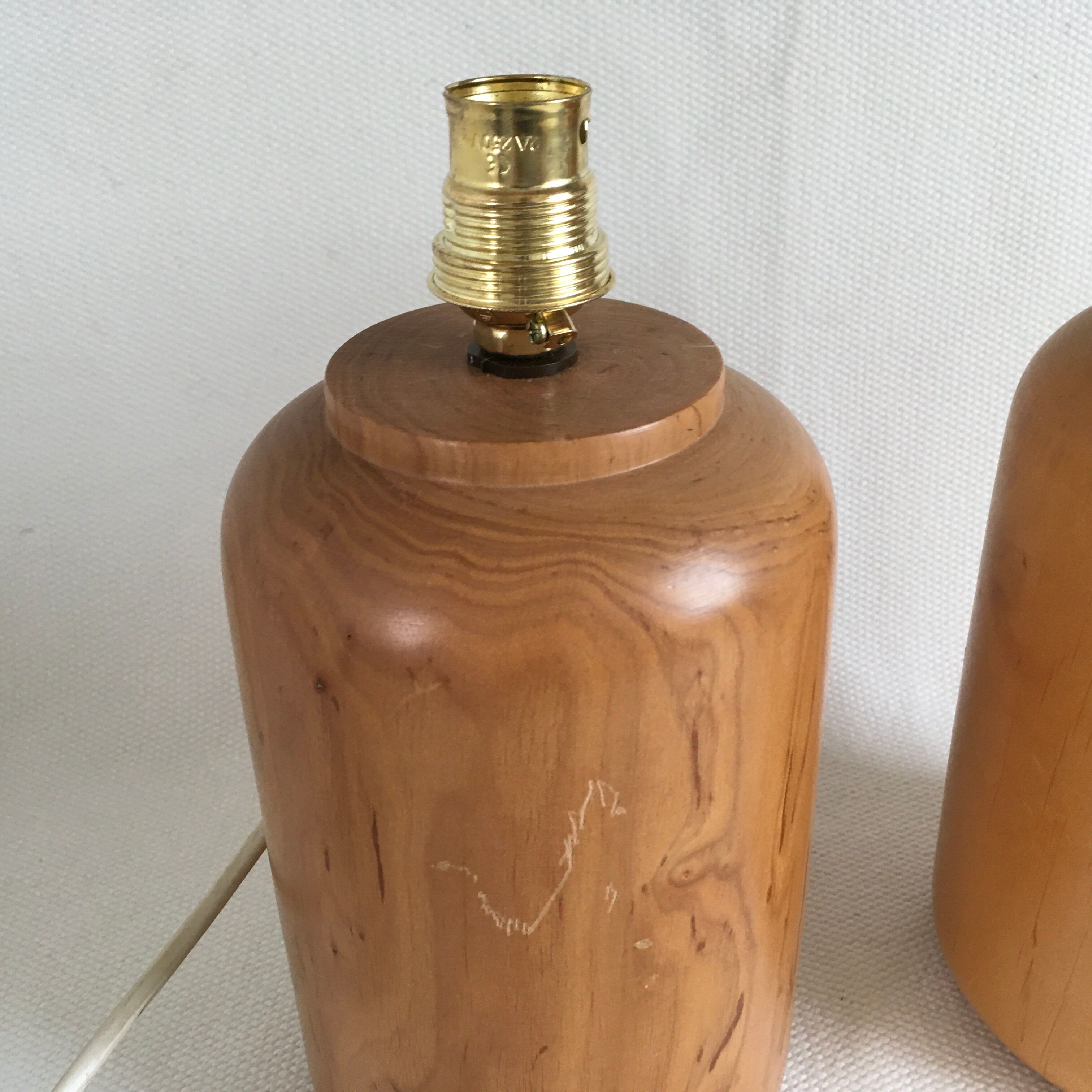 Pair of turned wooden bedside lamp legs