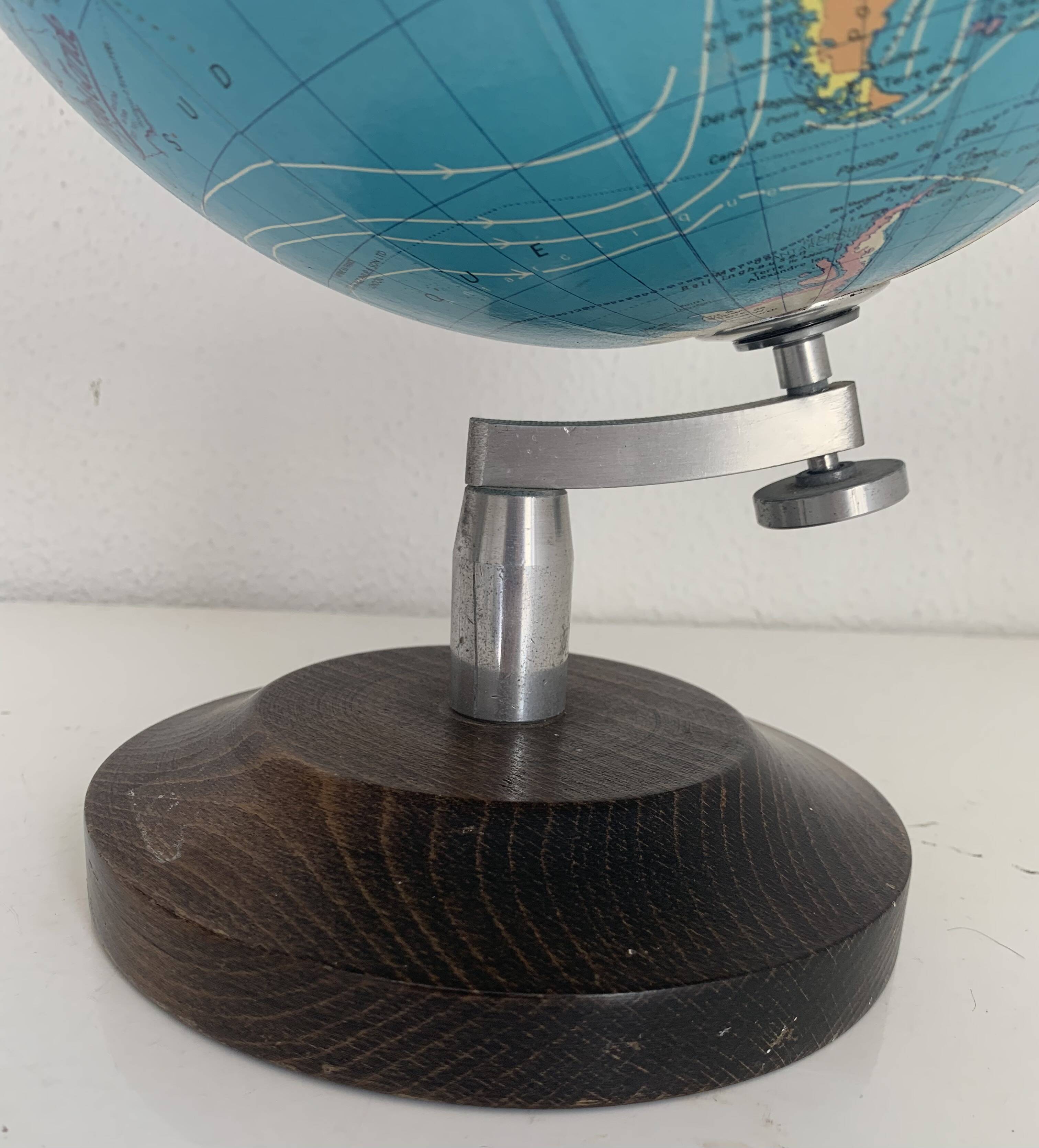 Large vintage 1985 terrestrial globe Taride wood - 38 cm