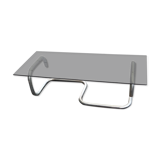 Coffee table in chromed steel and smoked glass circa 1970