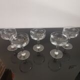 Vintage engraved glass champagne glasses