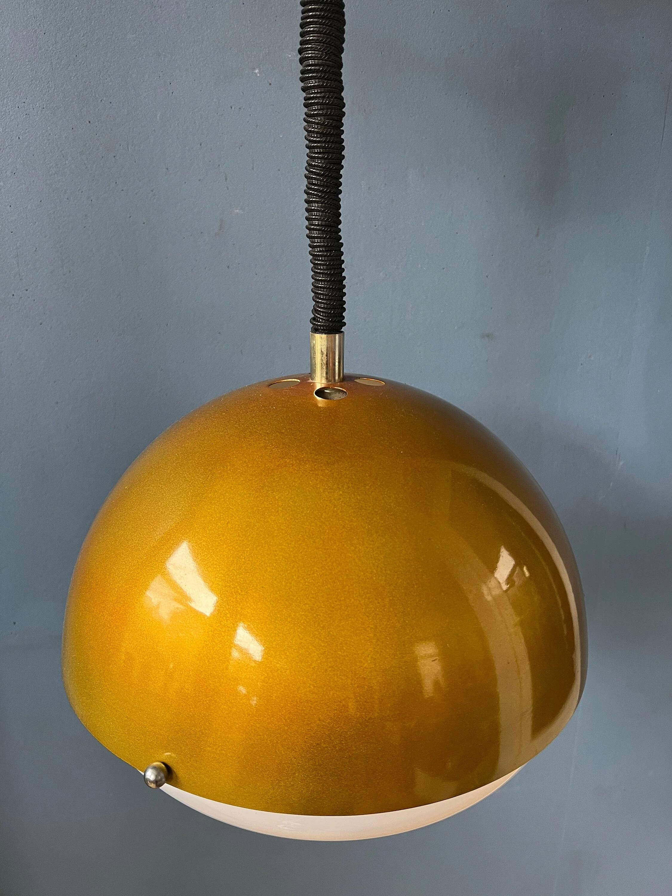 Mid-Century gold glitter suspension - Space Age pendant lamp - metallic moon light fixture