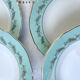 6 assiettes creuses st amand céranord modèle picardie en faïence blanche verte dorée
