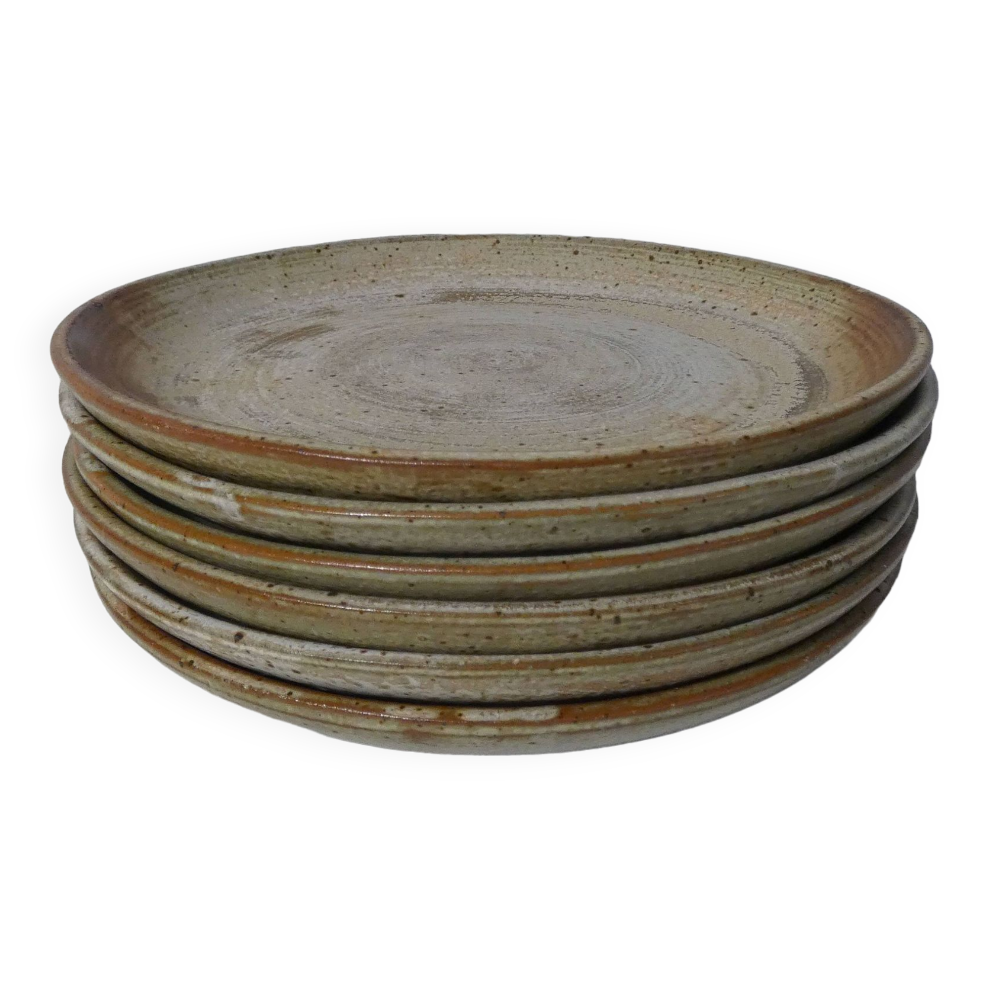 6 flat plates in Vintage stoneware