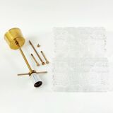 Mid-Century Scandinavian Crystal Glass & Brass Ceiling Light by C.Fagerlund