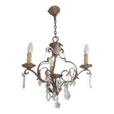 Bronze chandelier with crystal pendants