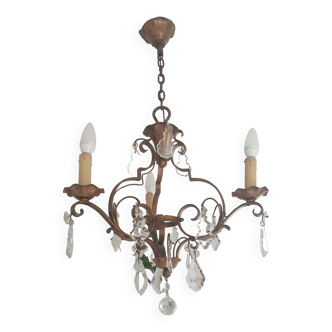 Lustre en bronze avec pampilles cristal