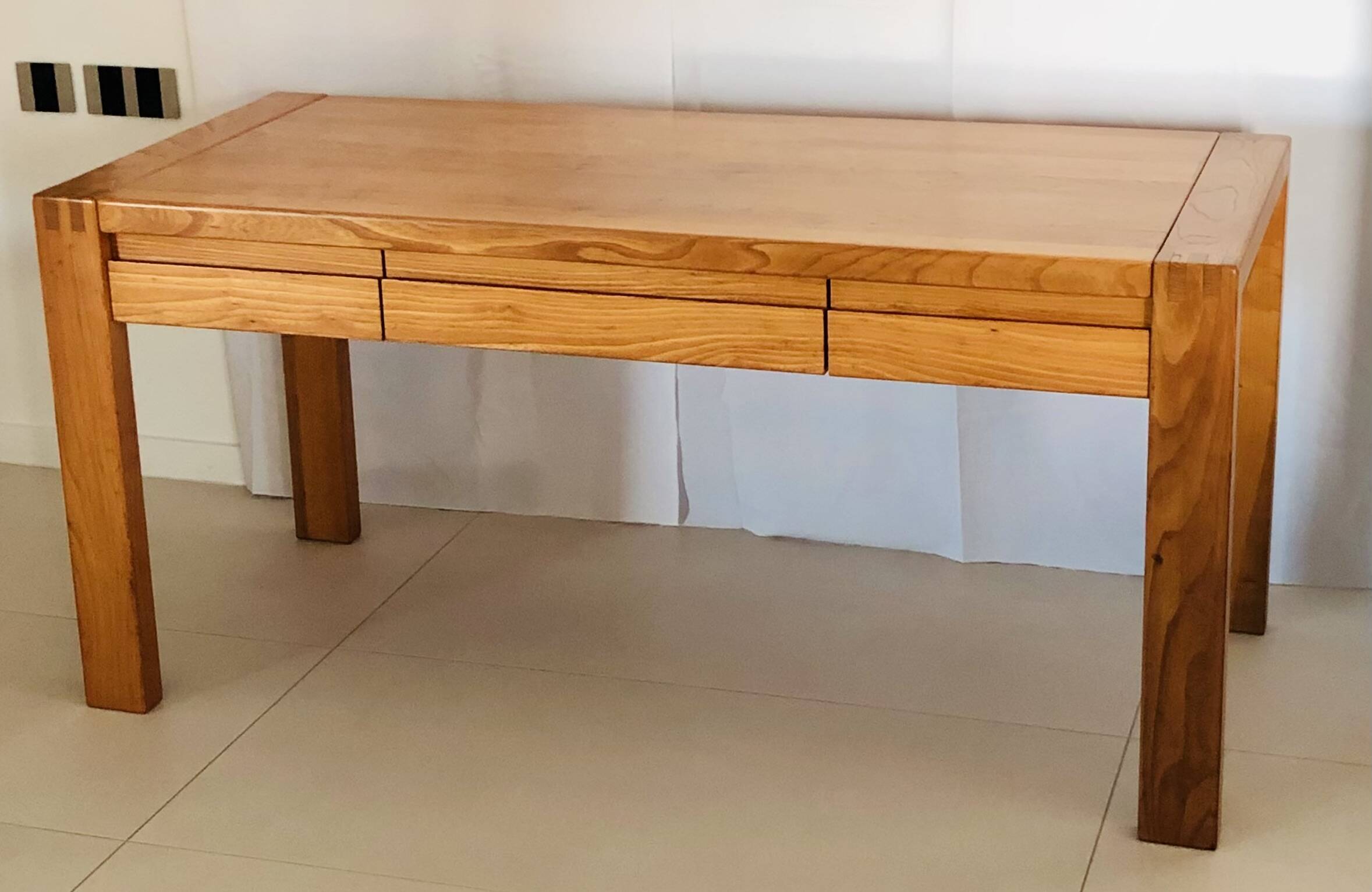 Solid elm desk Maison Renew, France 1980s