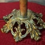 bronze and brass art deco lamp opaline marbled 45x30 with new electrics int