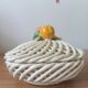 Vintage woven box - Fruit decor in slipware