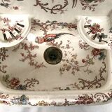 English porcelain wall fountain decorated with flowers and birds