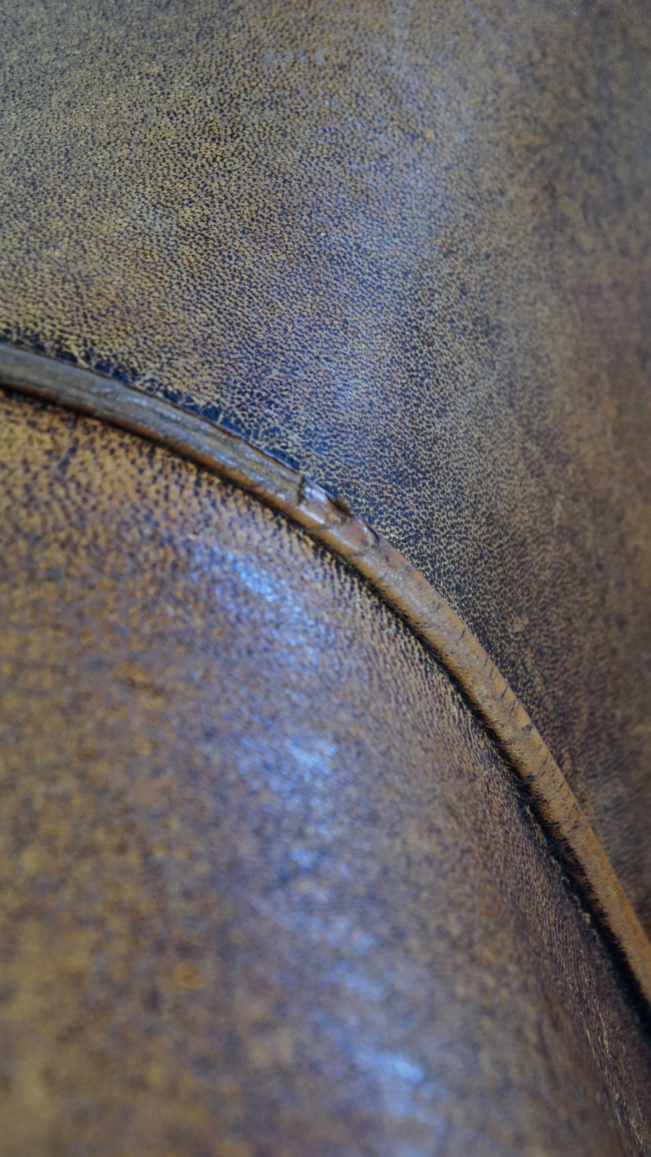 Sheepskin leather club chair