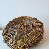 Large round wicker tray