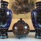 Set 3 vases mapei/emaux cloisonné decorations green dragon / china late eighteenth