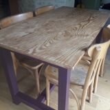 Table de ferme pieds peints