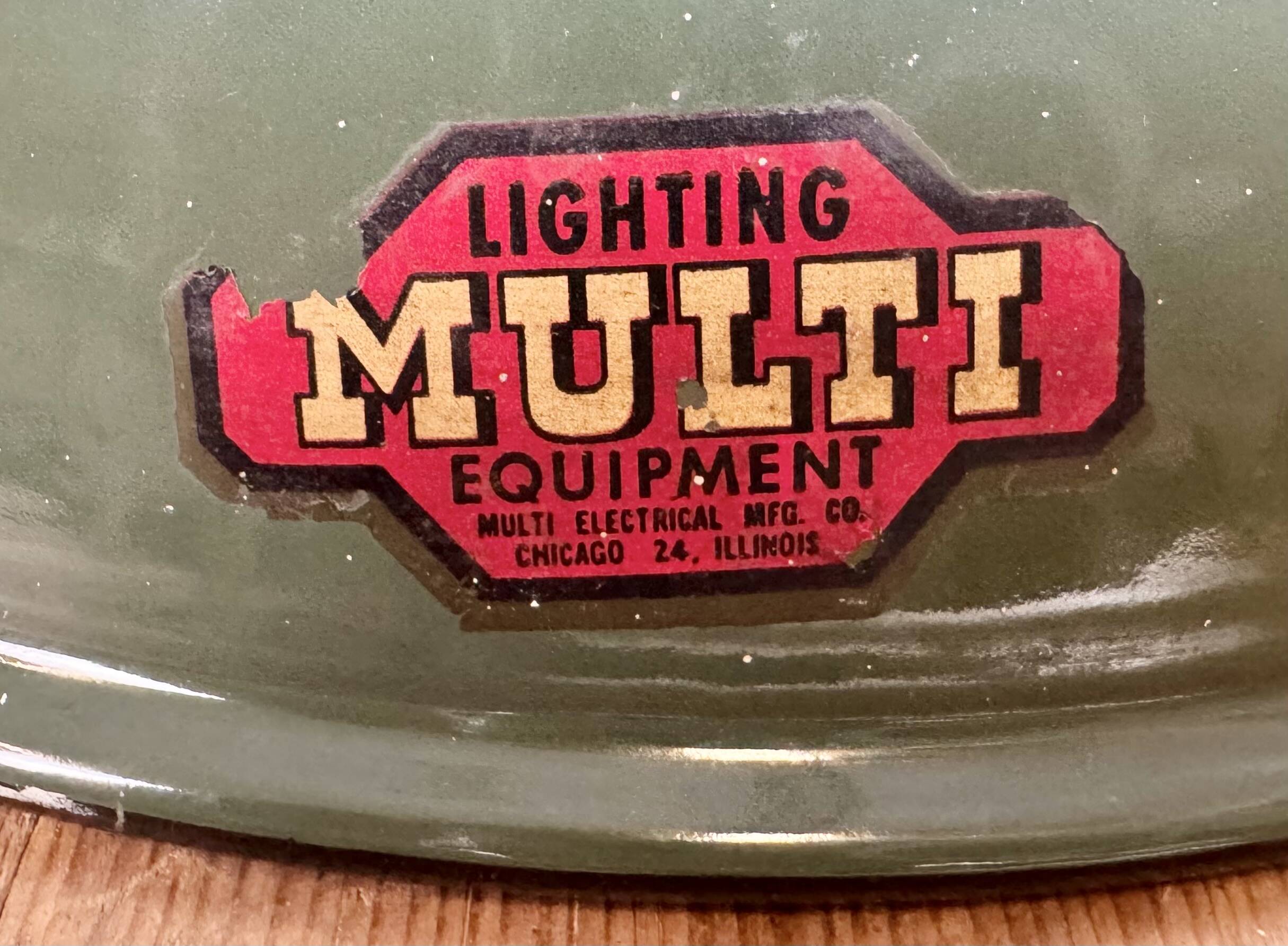 Industrial Green Enamel Factory Pendant Lamp from Multi Electrical Co,1960s