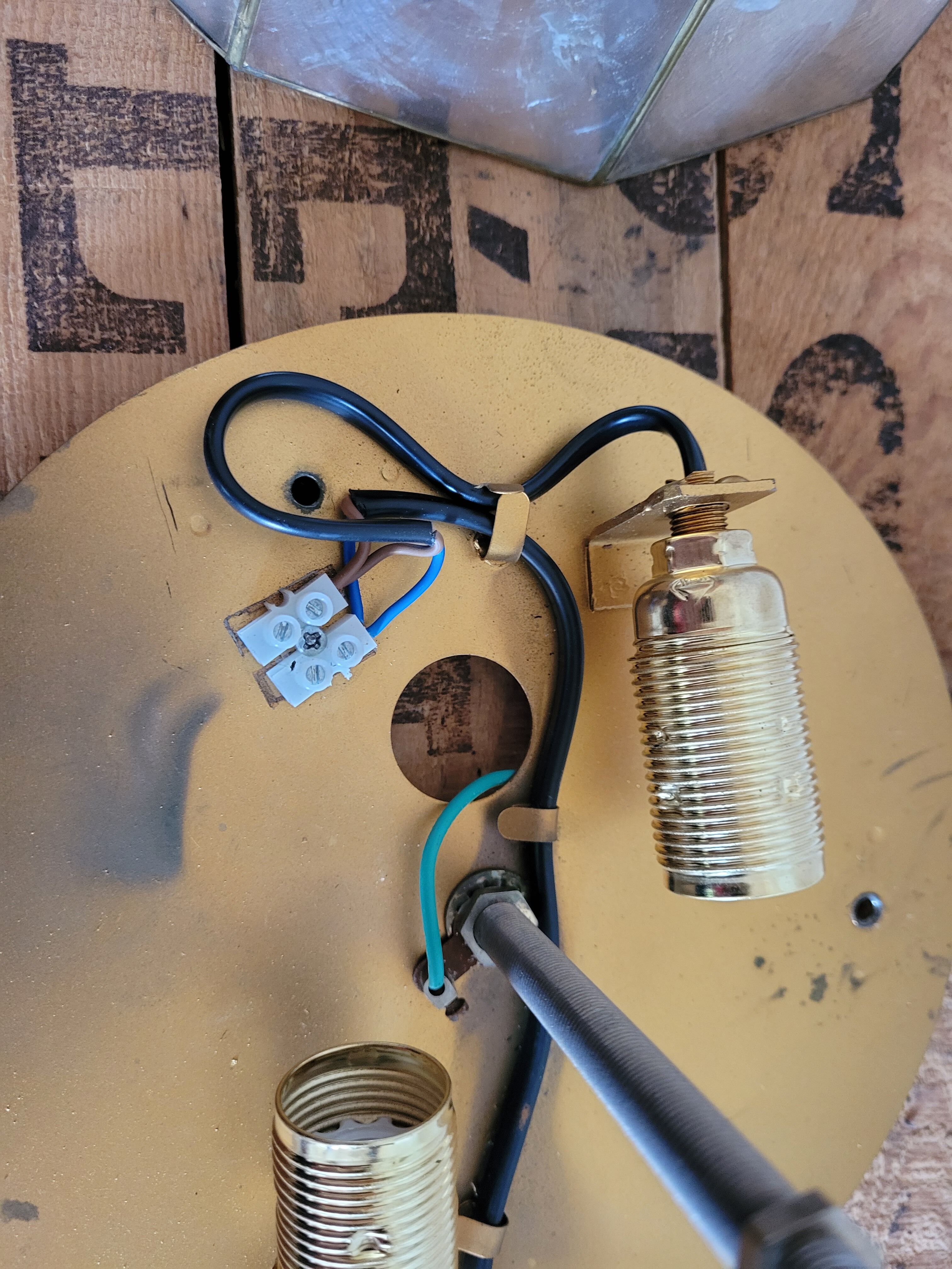 Mother-of-pearl and brass ceiling light